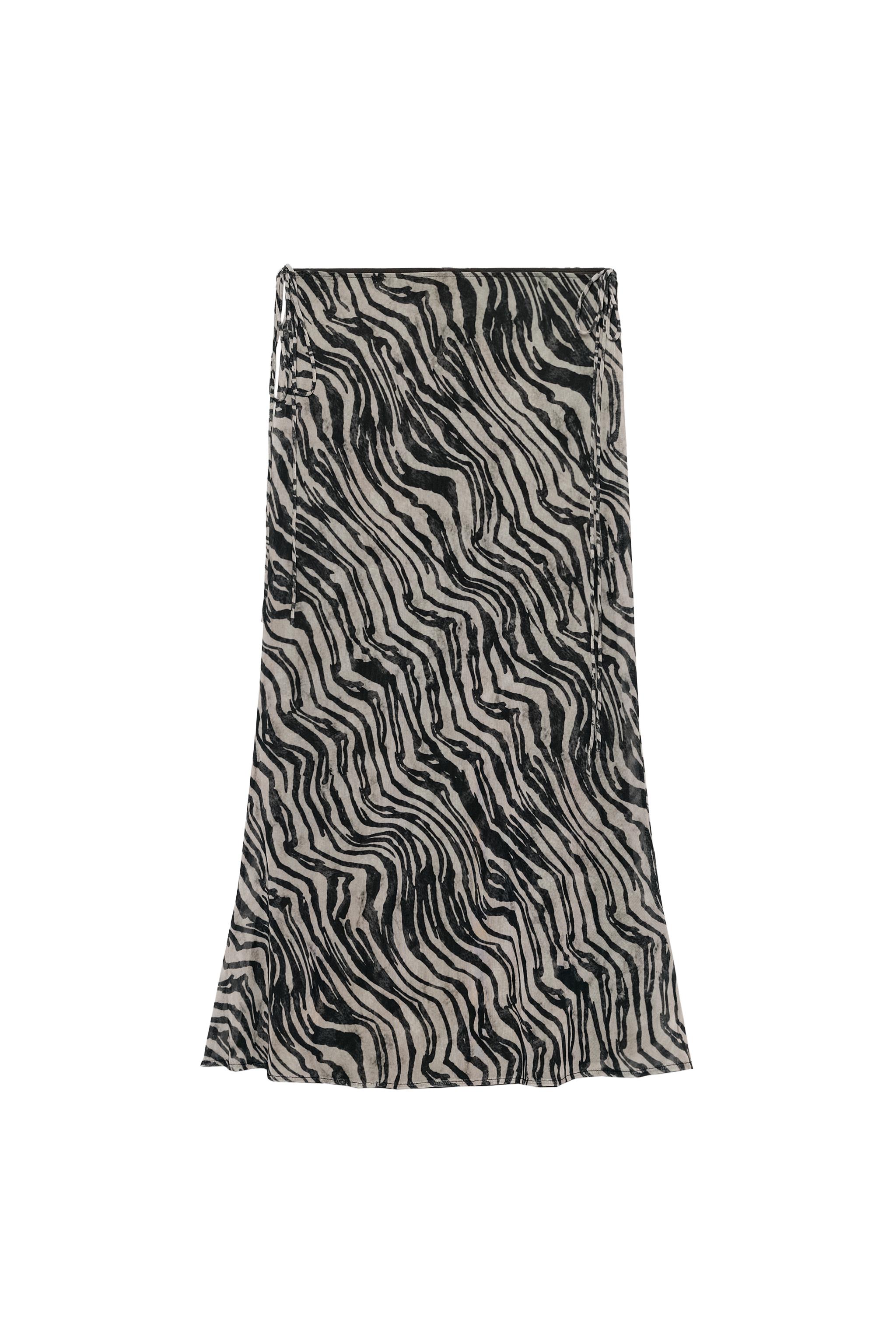 ANIMAL PRINT TIE-DETAIL MIDI SKIRT